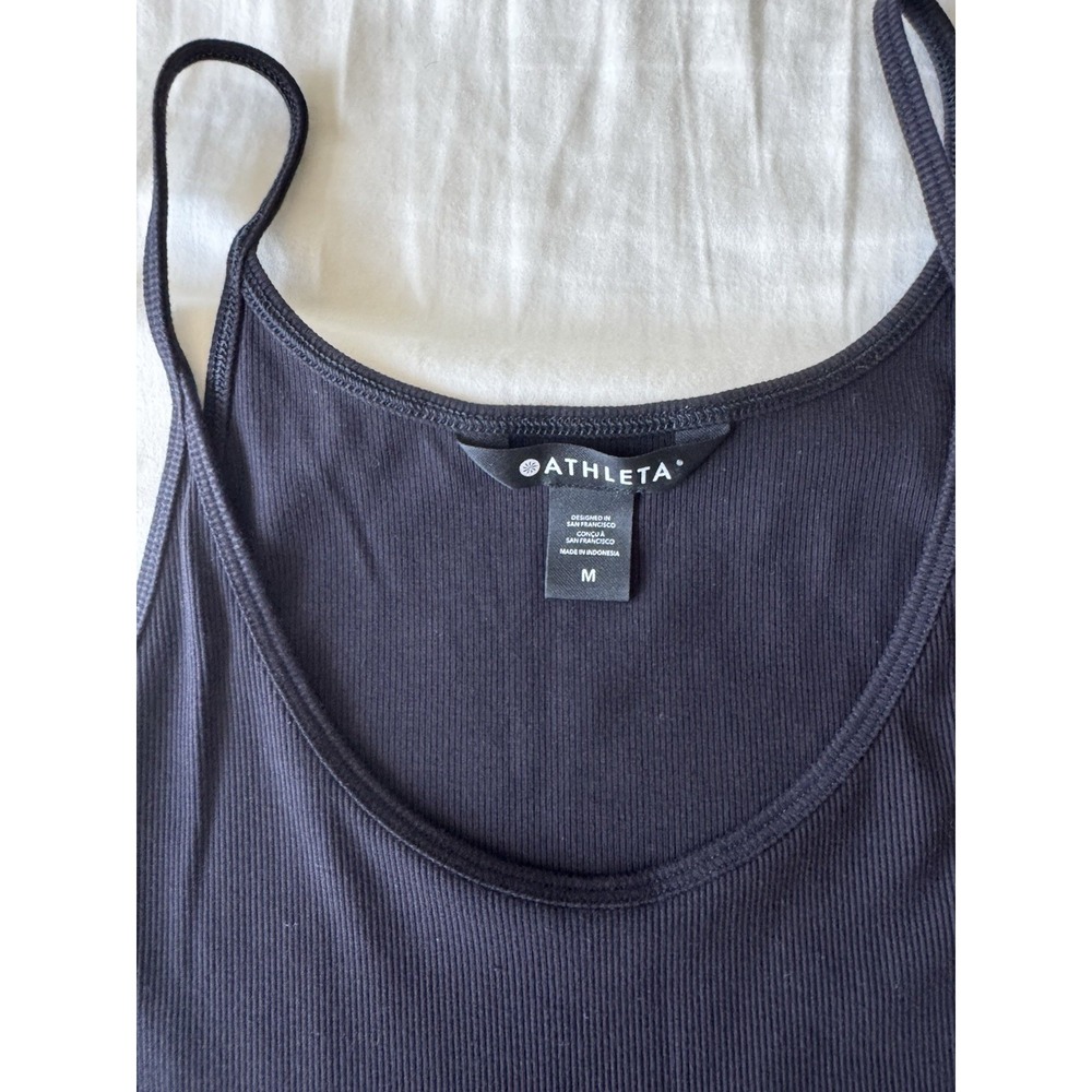 Athleta Tank Top Women's Medium Solid Black Spaghetti Strap Stretchy Cami - Picture 2 of 7